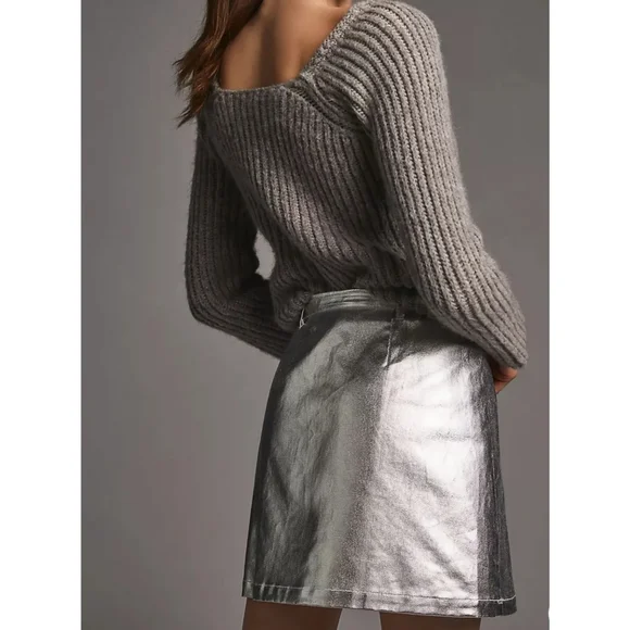 Anthropologie Maeve Metallic Mini Skirt - Picture 5 of 9